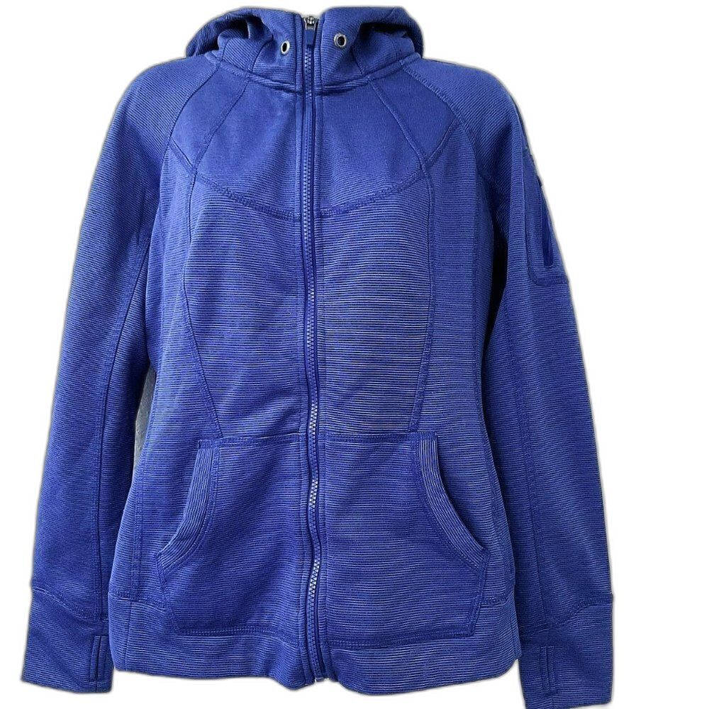 Tangerine Women's Full-Zip Blue Fleece Running Jacket Hoodie Thumbholes Size M